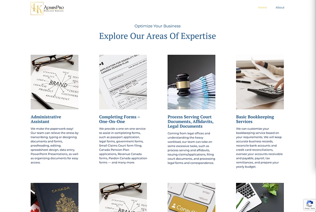 LK AdminPro service section on website