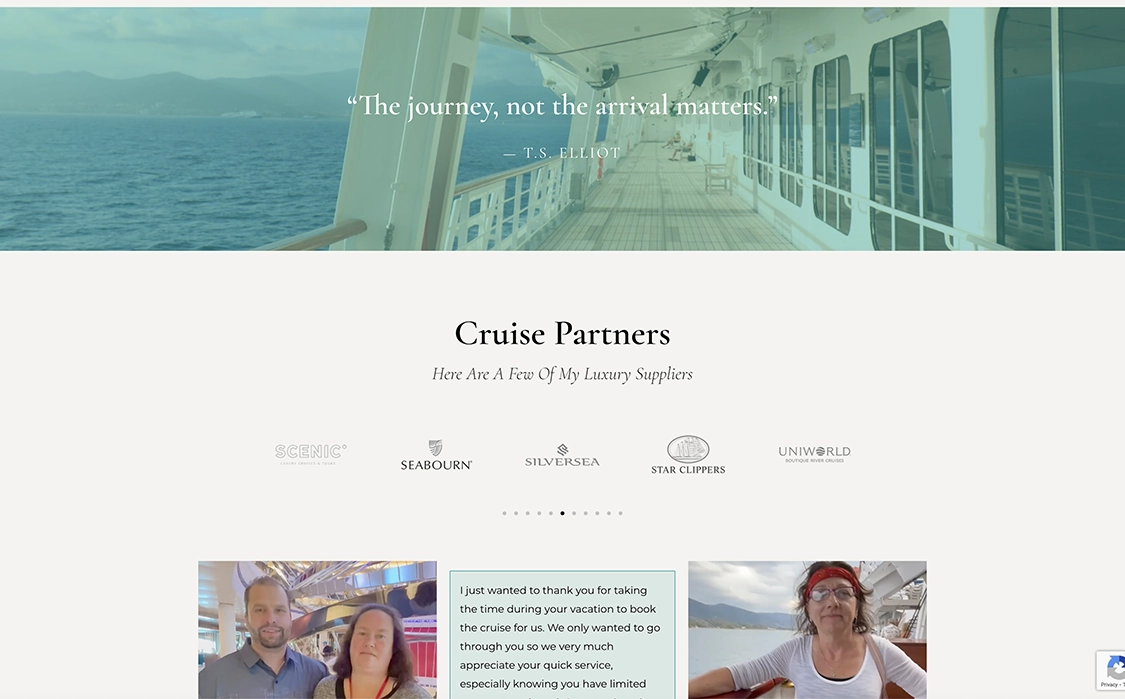 Red Orchid Travel’s website luxury cruising page testimonials section