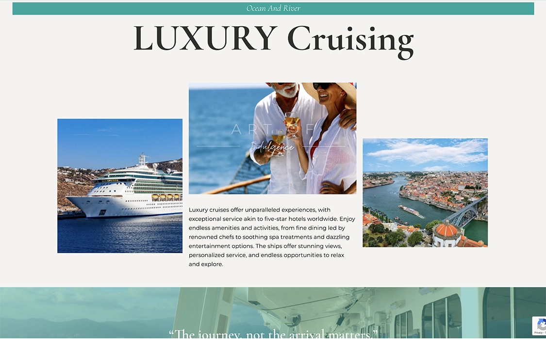 Red Orchid Travel’s website luxury cruising page top banner
