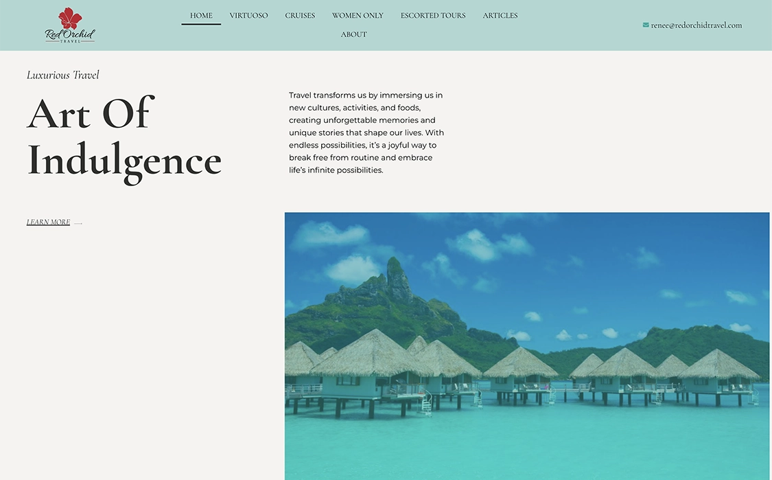 Red Orchid Travel’s website Main Hero banner on Home page