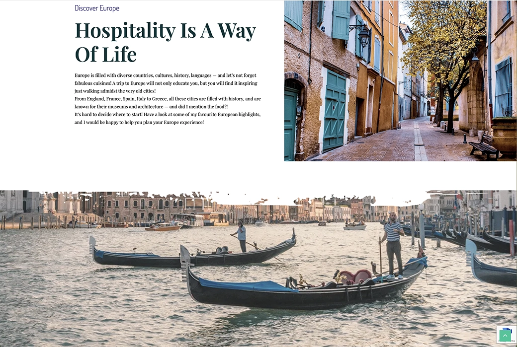 Travaway Vacation "travel" section on website.