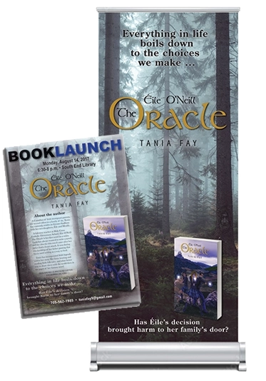 For Tania Fay’s first book, Surreal Graphics created a media kit and sent it to the local media so interviews could be arranged to get the public to know about the release of her book. A pull-up banner was also created to be set up during Tania's book signings. As a surprise to Tania’s children, Surreal Graphics took photos of Tania’s daughters and turned them into fairies, which are hidden within the forest on the pull-up banner.